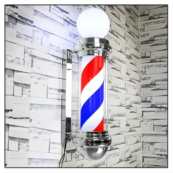 Professional LED Waterproof Salon Rotating Lamp with Gold Pole Outdoor Barber Shop Light for Barbers