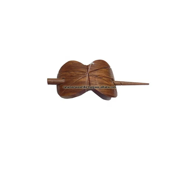 Brown Color Hand Carved Wooden Hair Clip With Stick For Women And Girls Hair  Accessories - Buy Puff Hair Clip,Decorative Hair Clips,Hair Clip Design  Product on 