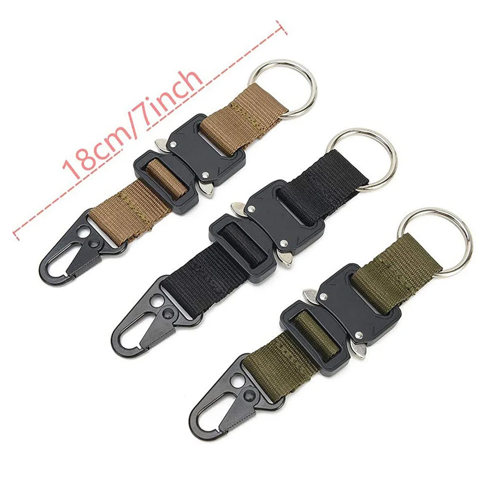 Outdoor Molle Tactical Cobra Buckle Nylon Webbing Lanyard Key Chain ...