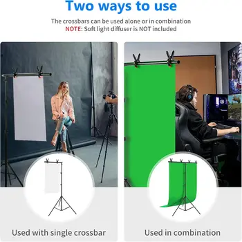 Neewer Green Screen Backdrop Kit, 5  8ft Chromakey Green Background with 5  6.6ft T-Shaped Stand and 5 Clamps for Gaming detail image