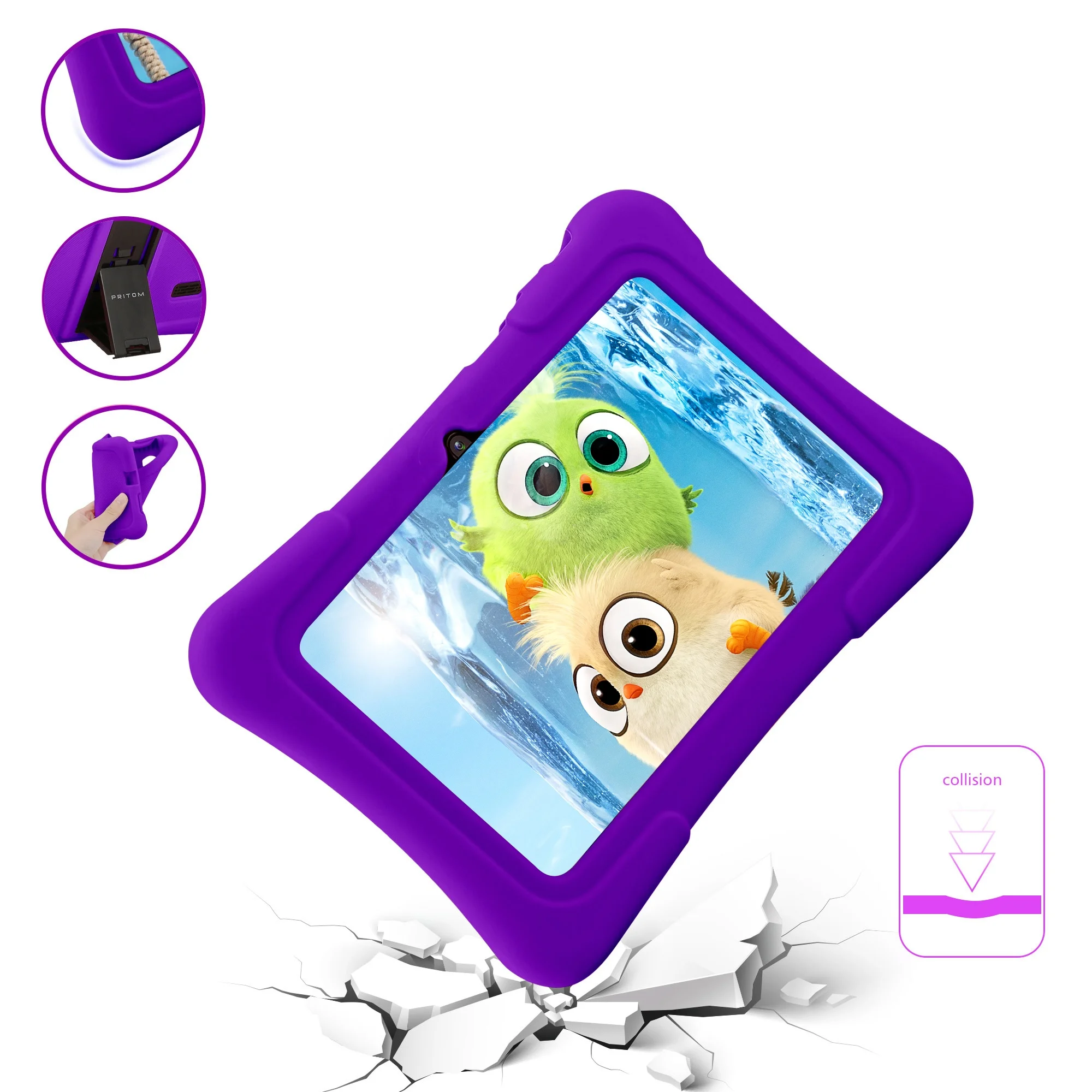 PRITOM K7 PRO 7" Tablet 1GB+16GB 0.3MP+2.0MP 2800mAh A50 Quad Core Kids 7 Inch Epad Android Os Tablet Pc for Education