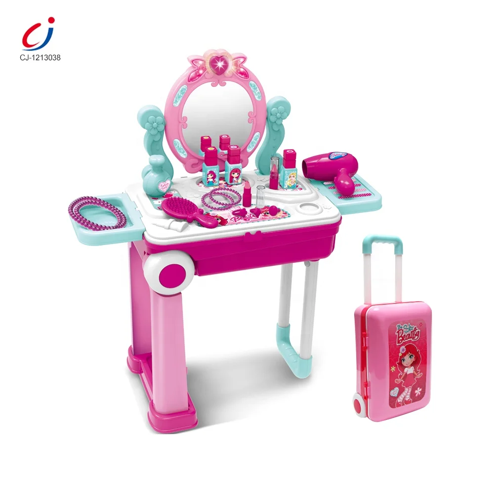 Meninas brinquedo princesa maquiagem vaidade vestir-se mesa