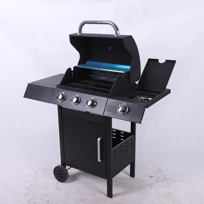 Portable 4-burner Smokeless Outdoor Gas Bbq Grill With Side Burner for Family Party Outside Grlling manufacture