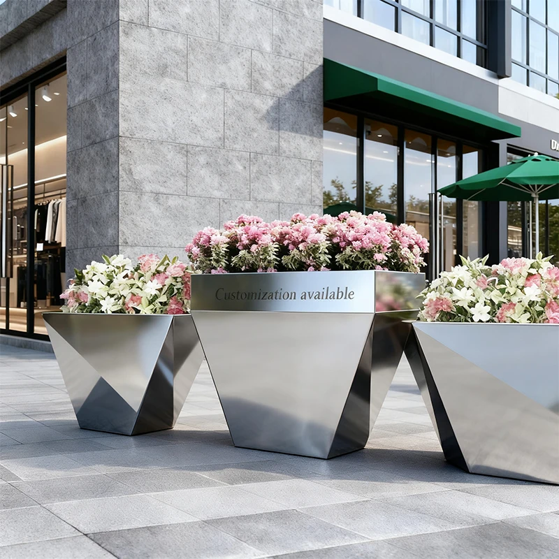 Stainless steel flower boxes for restaurants