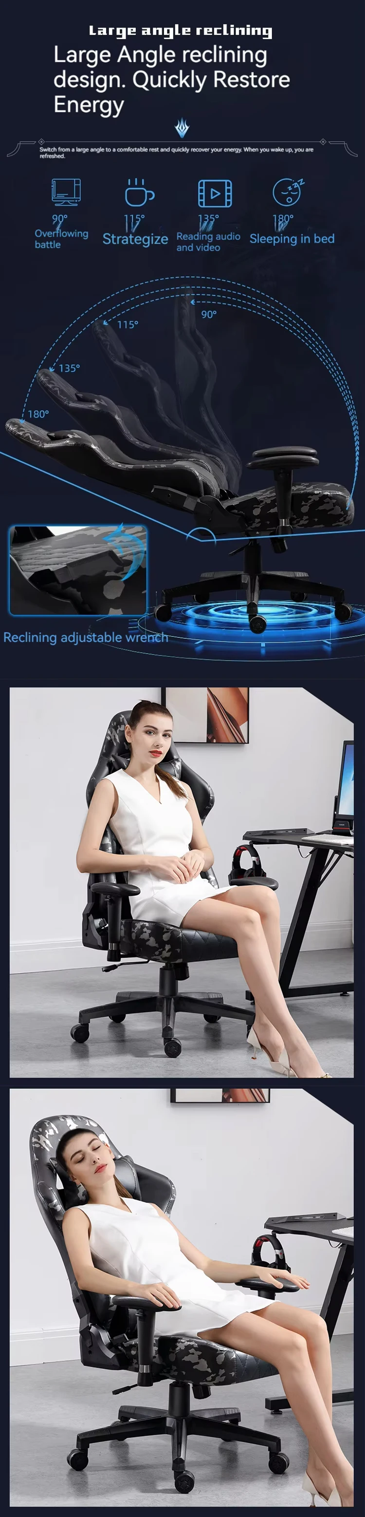 Wholesale Cheap 135 Degree Reclining Adjustable Computer Chairs Gamer Racing Style game chair with massage