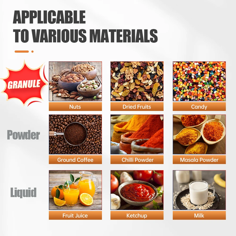 Horizontal Automatic Vacuum Coffee Beans Pouch Filling Packaging Zipper Stand up Plastic Kraft Paper Premade Bag Packing Machine