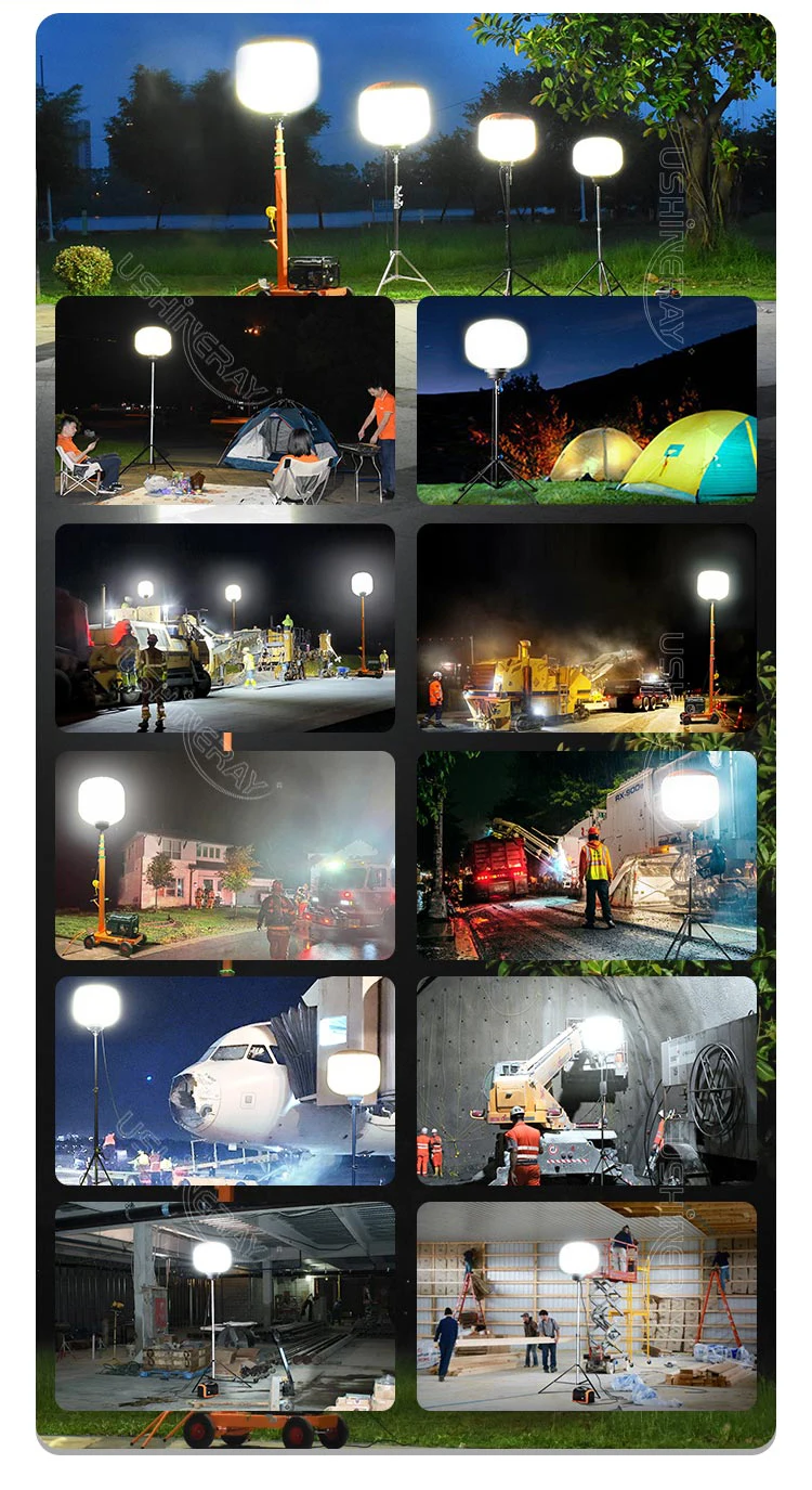 Portable LED Balloon Light Tower with 5000K Color Temperature 165000lm Luminous Flux and 50000hrs Lifespan