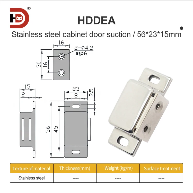 Stainless Steel Cabinet Door Suction Toolbox Wall Cabinet Drawer Door Magnetic Adsorption Aluminum Accessories factory