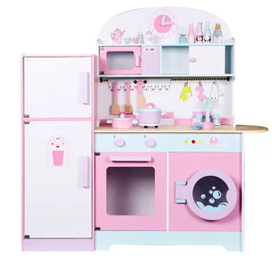 Large Wooden Playhouse Kitchen & Food Toys for Early Childhood Education Artificial Refrigerator Stove & Utensils Cooking Toys