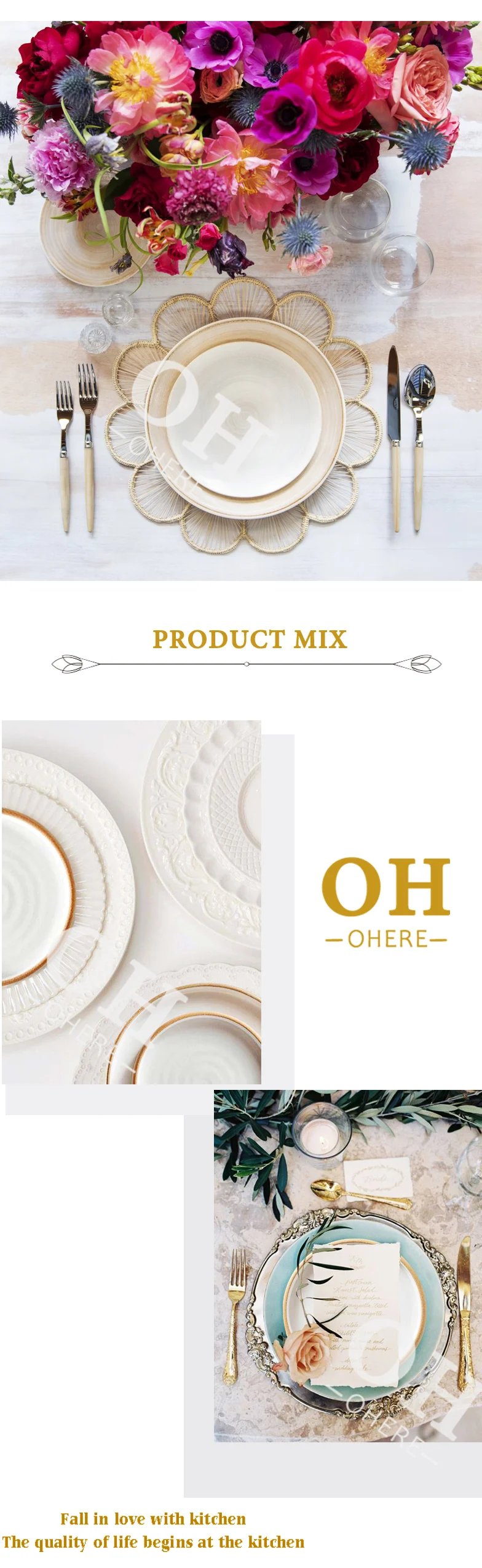 Luxury Wedding Kiln Plate Set Nordic White Dinnerware Set Decorative