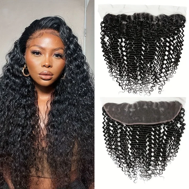 13x4 Dybbølget Transparent Lace Frontal Naturfarvet Remy Hårforlængelser Brasiliansk Ægte Hårlukning_voghion.com