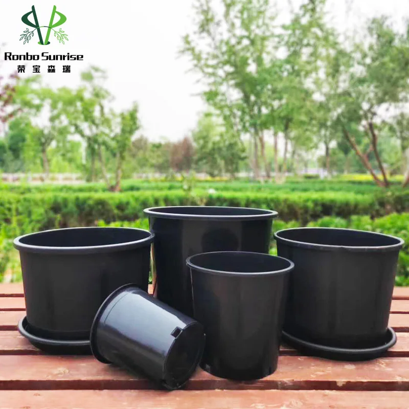 Ronbo Sunrise Factory Price Round Plastic Plant Pots Wholesale Plastic  Plant Pots 2 Gallon Black Nursery Pots