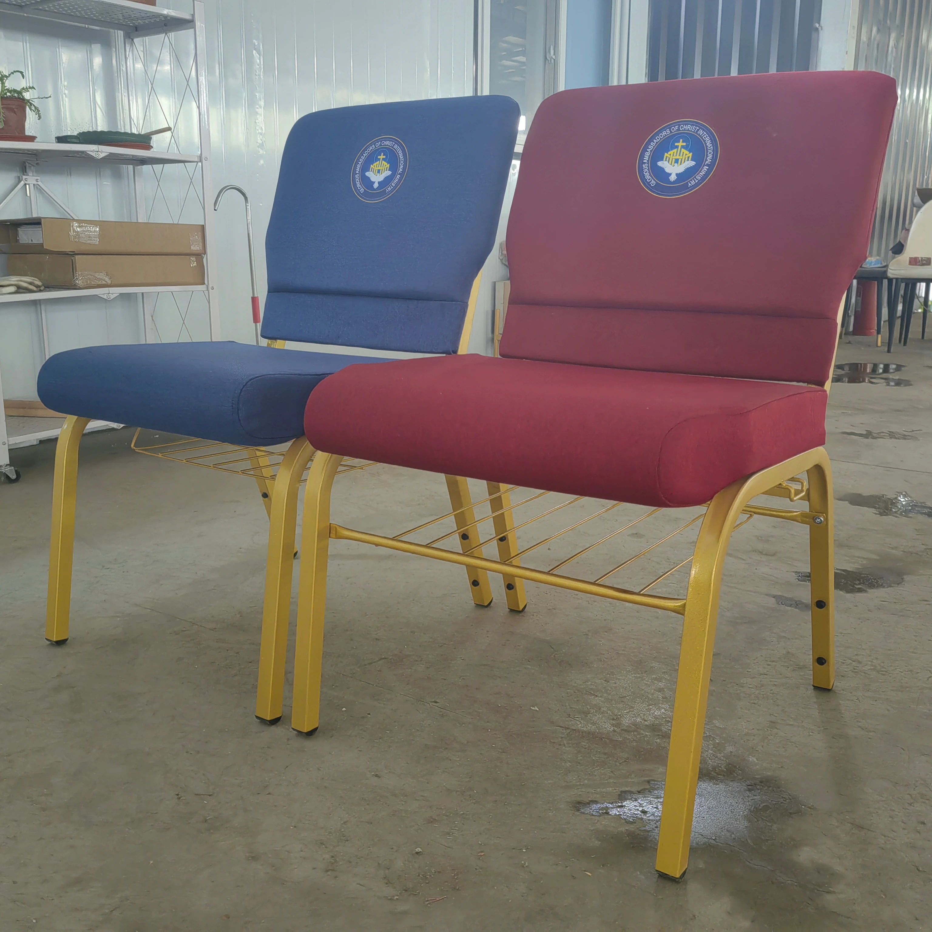 Wholesale Cheap Church Pulpit Chairs Modern Pastor Auditorium Red Metal  Church Chairs for Nigeria Kenya