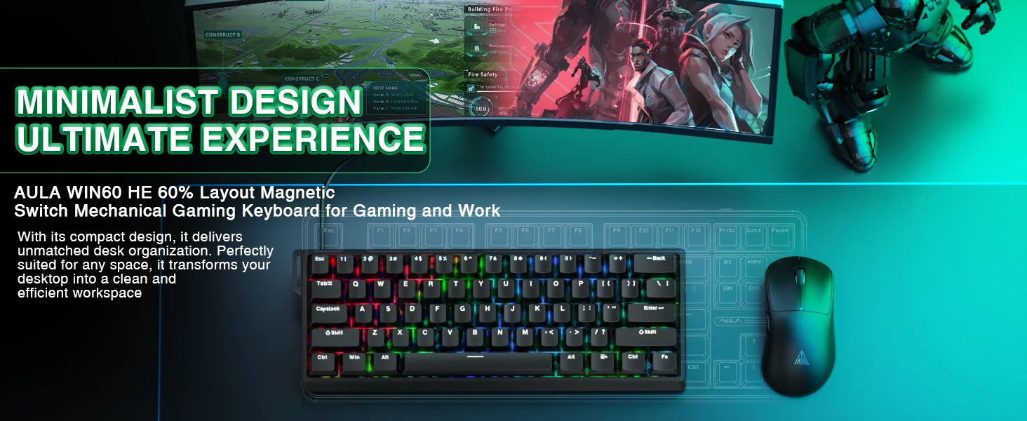 AULA Win60 He Magnetic Axis Keyboard - 68 Keys RGB Backlight