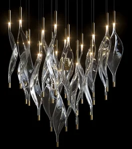 Luxury Design Lighting Pendant Lamp Villa Staircase Wedding Acrylic Flower Modleling LED Chandelier Lamp