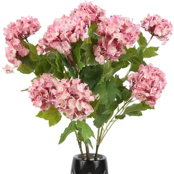 Artificial Hydrangea Silk Flowers Bouquet Real Touch Long Stem Flowers for Wedding Centerpieces Floral Arrangements Home Garden