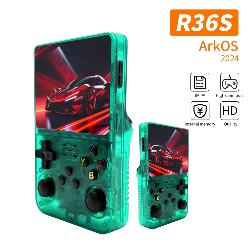 R36s Lecteur vidéo portable 3.5 pouces avec écran IPS, console de jeu portable sous système Linux pour jouer à des jeux rétro