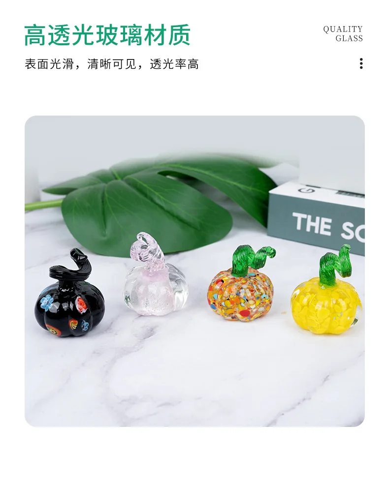 product mini glass pumpkin figurine cute desktop decor colored crystal pumpkin ornament-10