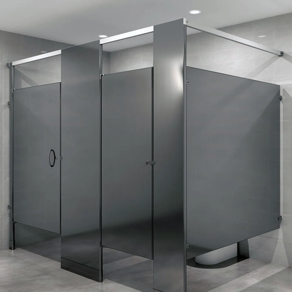 Factory Price High Quality HPL Ceiling Hung Bathroom Room Stall Wall Dividers Toilet Partitions With Stainless Hardware