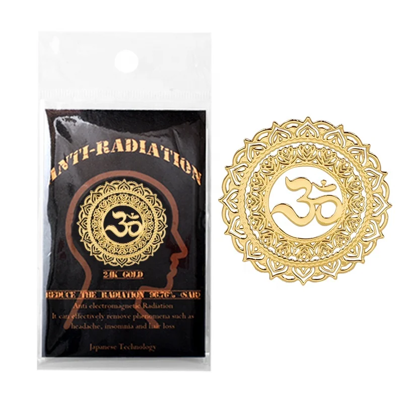 Gold Elephant with OM Design Special Hollow 4G 5G Anti-Radiation Stickers PVC EMF Protection - Image 3
