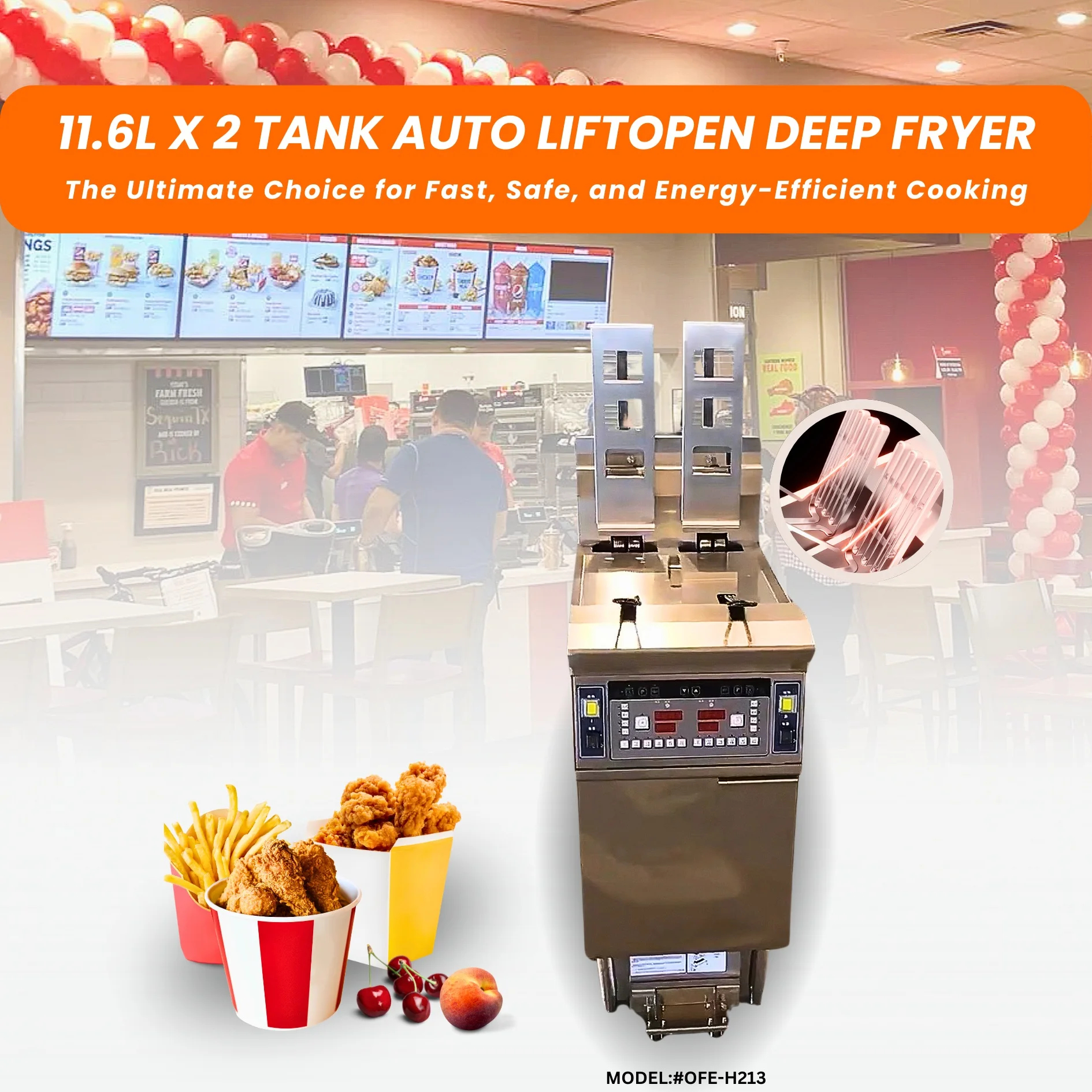 Multifunctional Quality and Consistency Oil Paper 380V Professional Cylinder Fryer Doll for Restaurant
