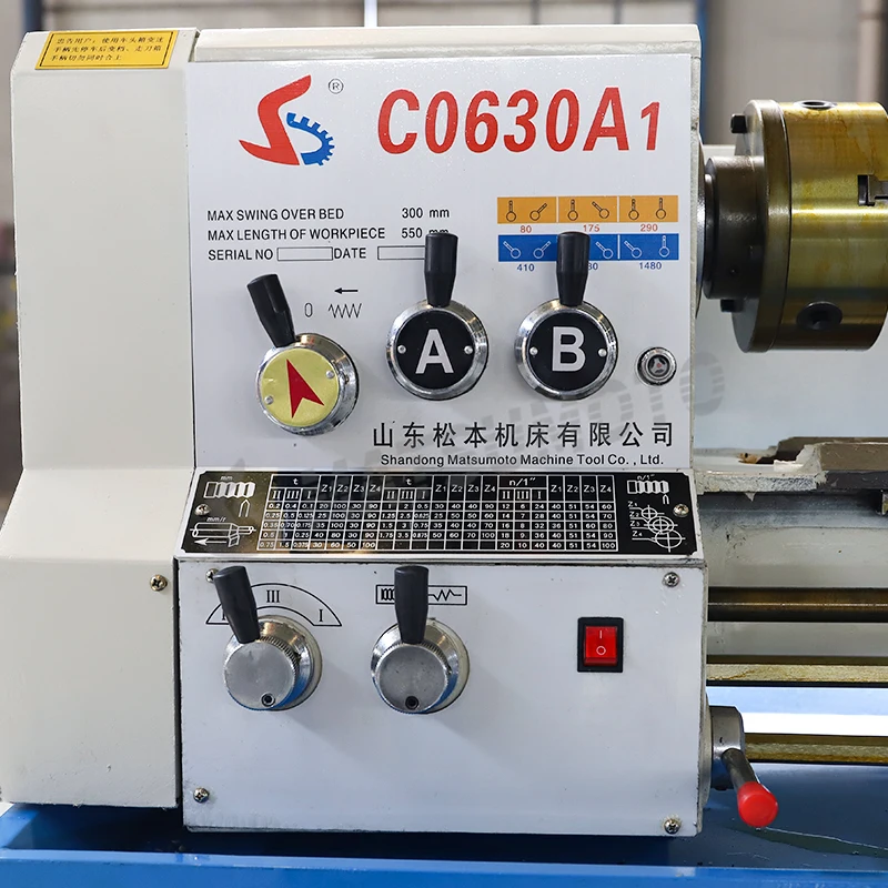 1100W Variable Speed Manual Lathe C0630A Bench Lathe for Metal Working