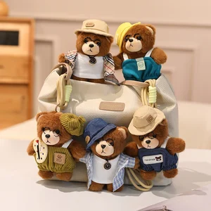 Cute Bear Keychain Super Soft PP Cotton Embroidered Cartoon Cute Plush Comforter Toy for Birthday