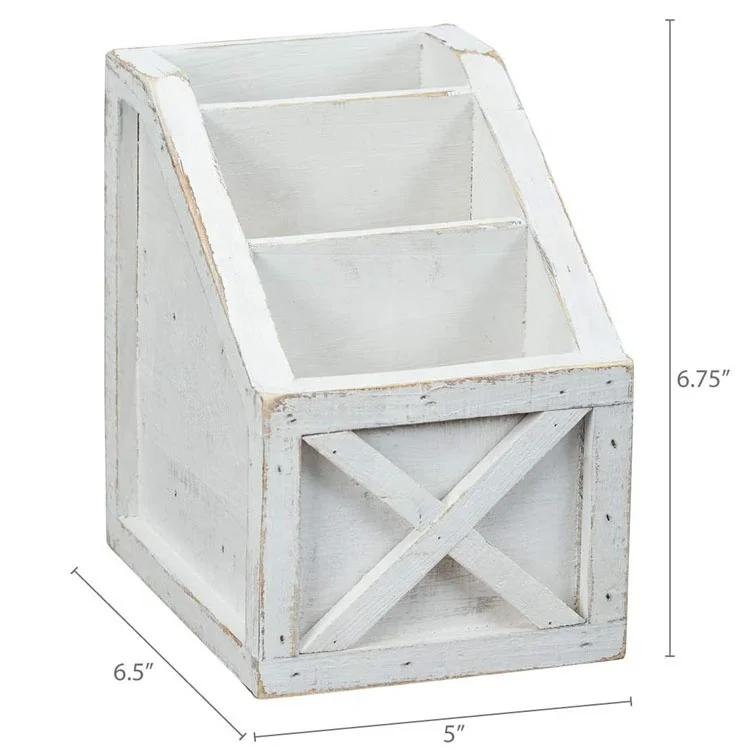 Домашний Настольный белый деревенский винтажный деревянный Органайзер с дистанционным управлением и 3