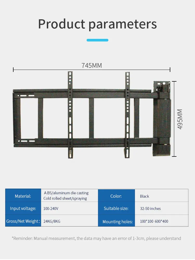 85inch Electric180 Degree Swivel Motorized Rotation Tv Wall Lift Remote Control Tv Wall Bracket