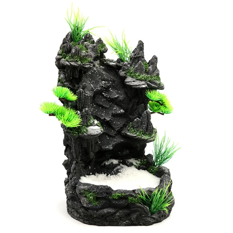 thumbnail image 2 of OULII White Resin Aquarium Decor Unique Mountain Ornament For Tanks 2 of 12