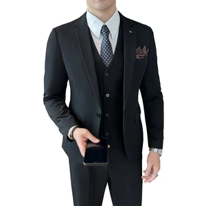 Men's Designer Slim Fit Wedding Suit Parties Single Breasted Zipper Fly Flat Front Business Style Notched Collar Polyester Suit