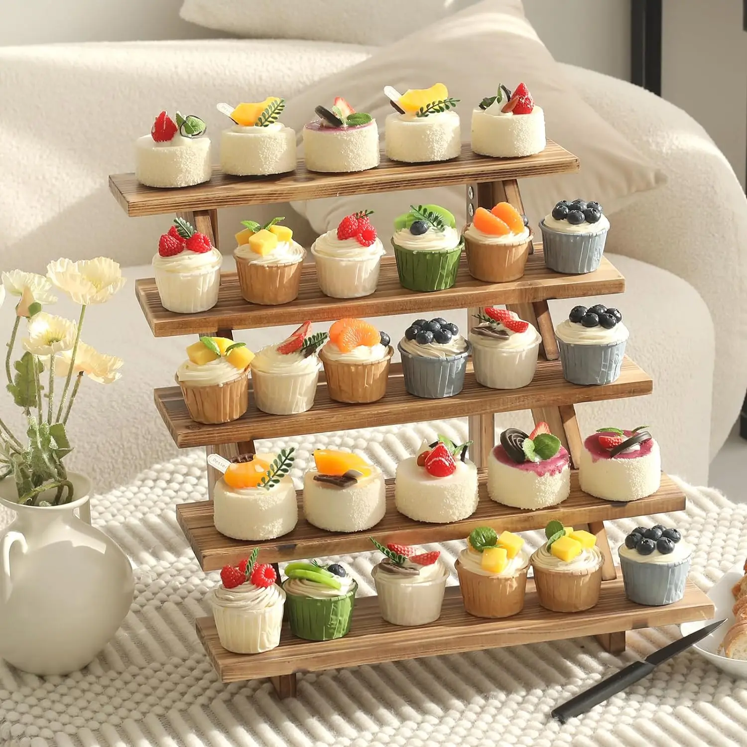 Diy Cupcake Stand Wood Tier Wooden Cupcake Stand Display For 30