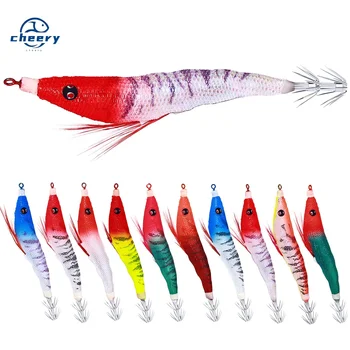 Cheery Live Bait Wood Shrimp Set Bionic 12-Piece Luminous Squid Hook Fluorescent Fake Shrimp Electronic Double Row Fishing Gear – Hooks – view 2