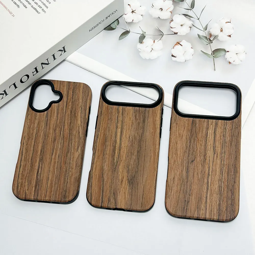 product laudtec wood grain mobile phone case for iphone 17 air 17pro max real nature wooden luxury thin lightweight customized sjk1072-3