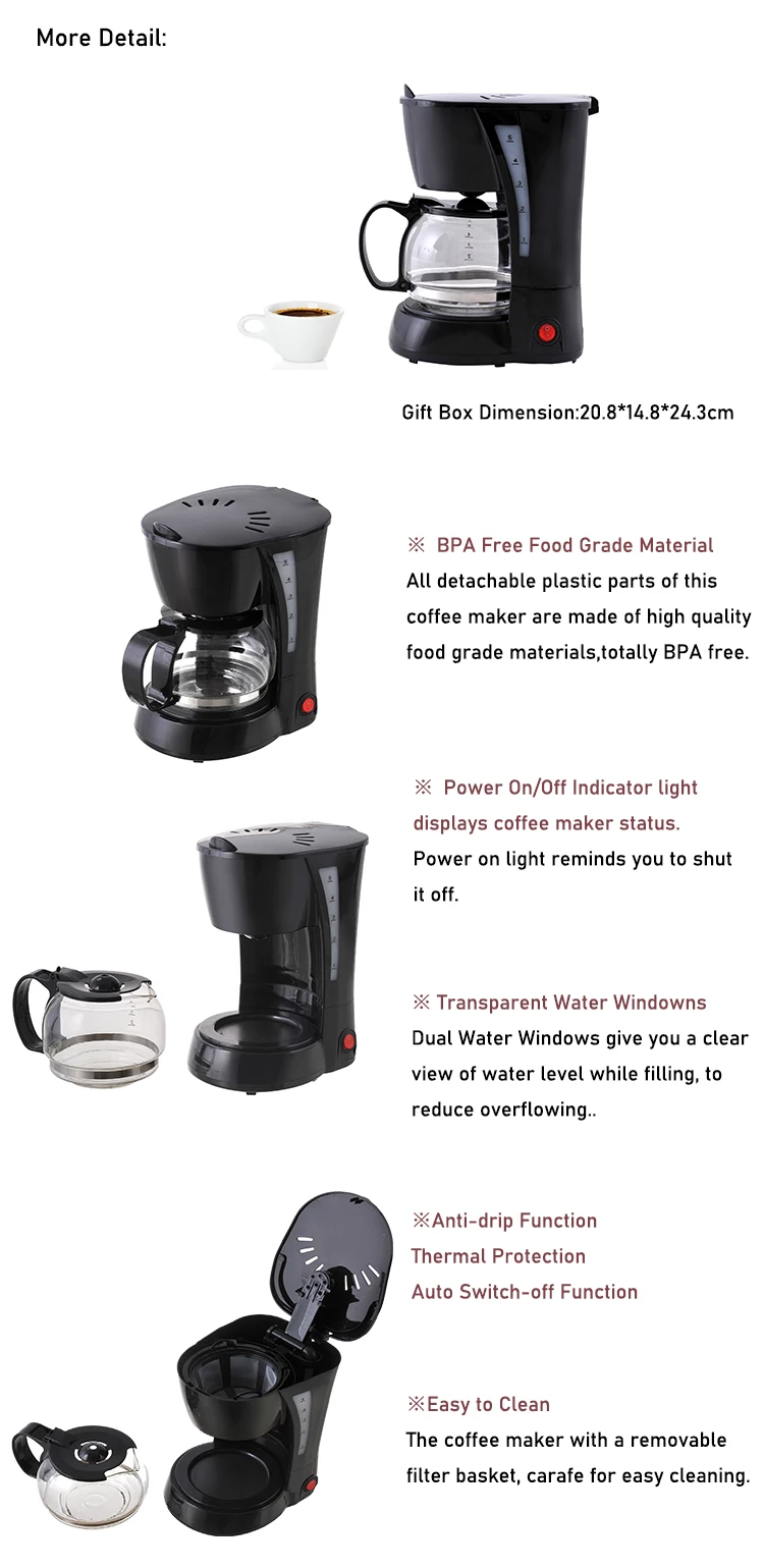 Good Quality Modern Style Simple Multifunctional Drip Mini Coffee Maker One Cup Coffee Machine
