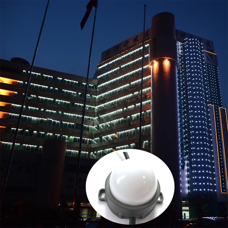 3W DMX LED 60mm Pixel String Light IP67 DC24V RGB Pixel Coin for Outdoor Building Facades