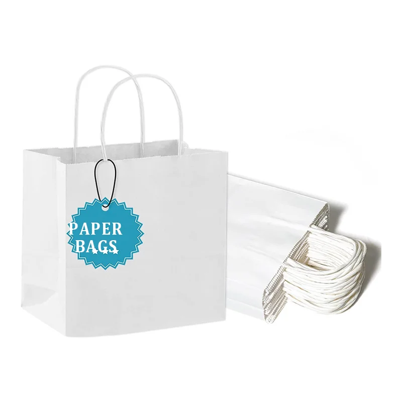 Wholesale Inch Small Gift White Kraft Paper Bag With Handle