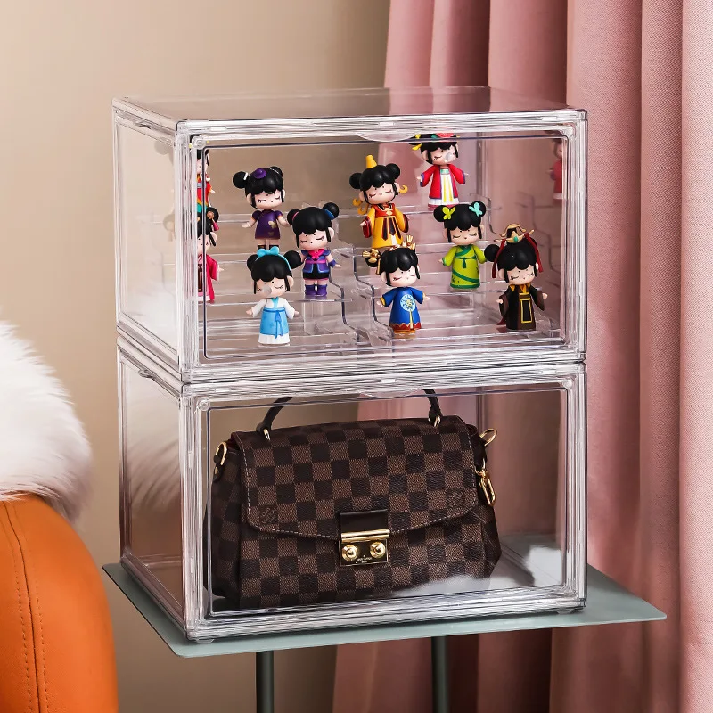 Clear Acrylic Shoe Container Stackable Drop Front And Sid Double Open