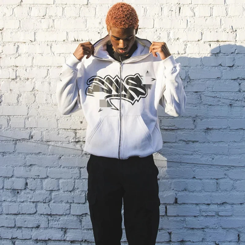 Custom Y2K Transfer Printing Full Zip up Hoodie Men