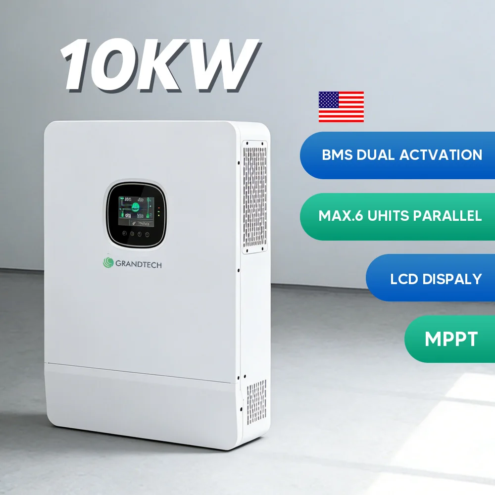 Depozit SUA Grandtech: Invertor cu fază divizată de înaltă frecvență, 10 kW / 8 kW, 50 Hz / 60 Hz, 48 V / 120 V / 240 V, invertor hibrid cu funcționalitate Wi-Fi, pentru energie solară