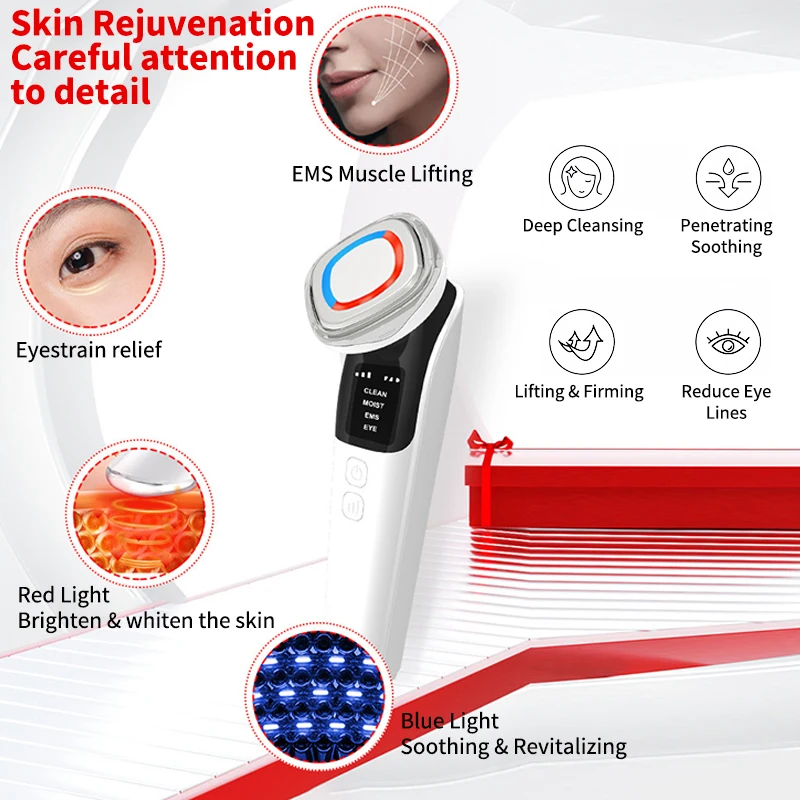 Customizable Handheld Skin Tightening Light Therapy Machine Home Use Facial Massager for Face Nose Lifting Skin Rejuvenation