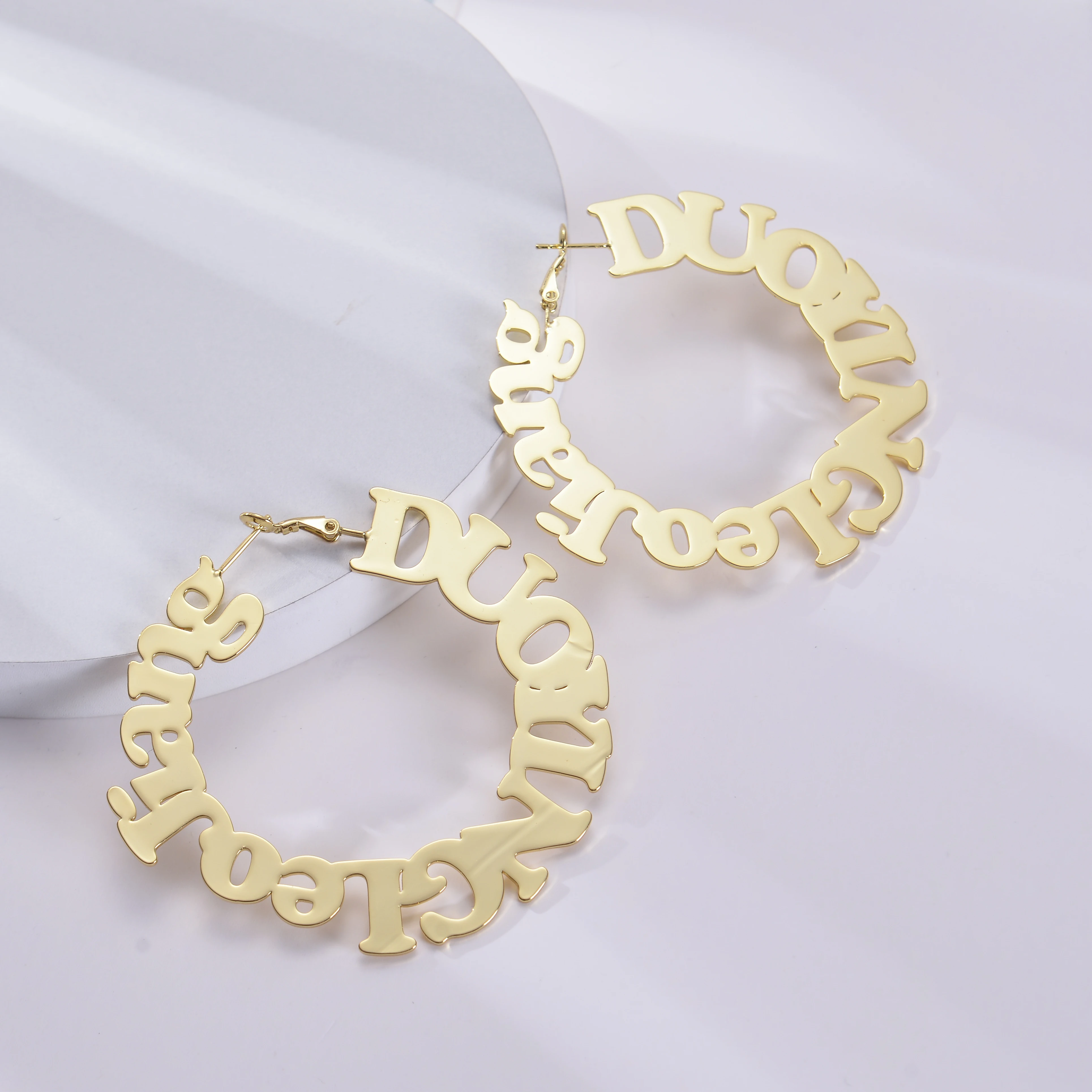 Accessories Gold Name Earrings 14K Gold Personalised Bamboo