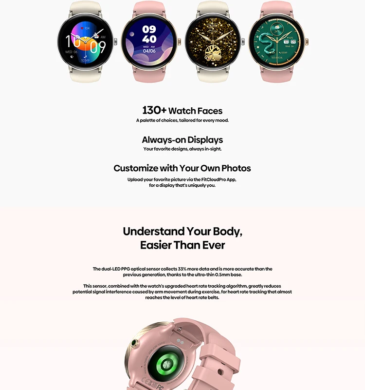 Zeblaze Lily 2 Voice Calling Female Smartwatch 1.2" AMOLED Screen Double Strap Health Management Sports Smart Watch