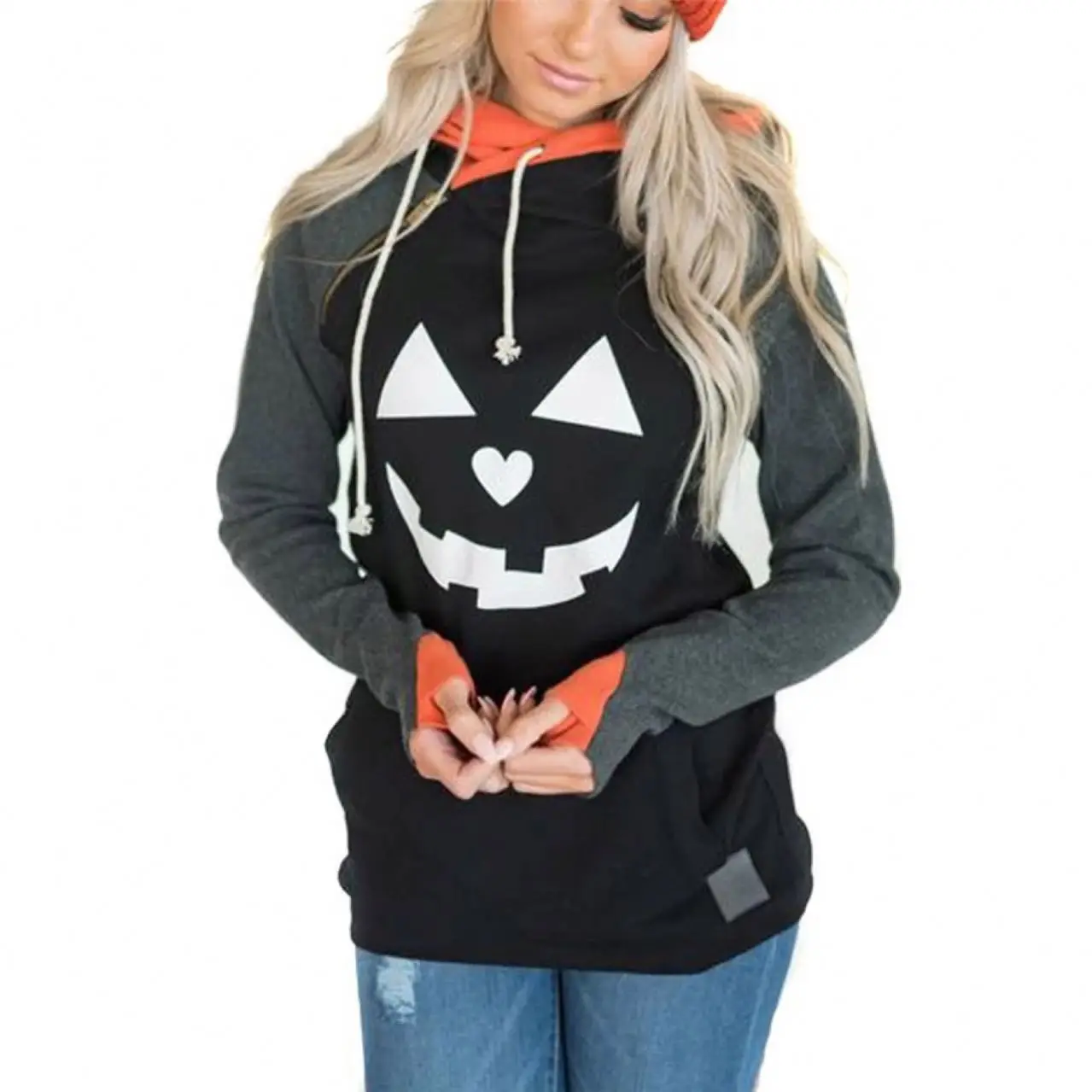 women's double hooded sweatshirt