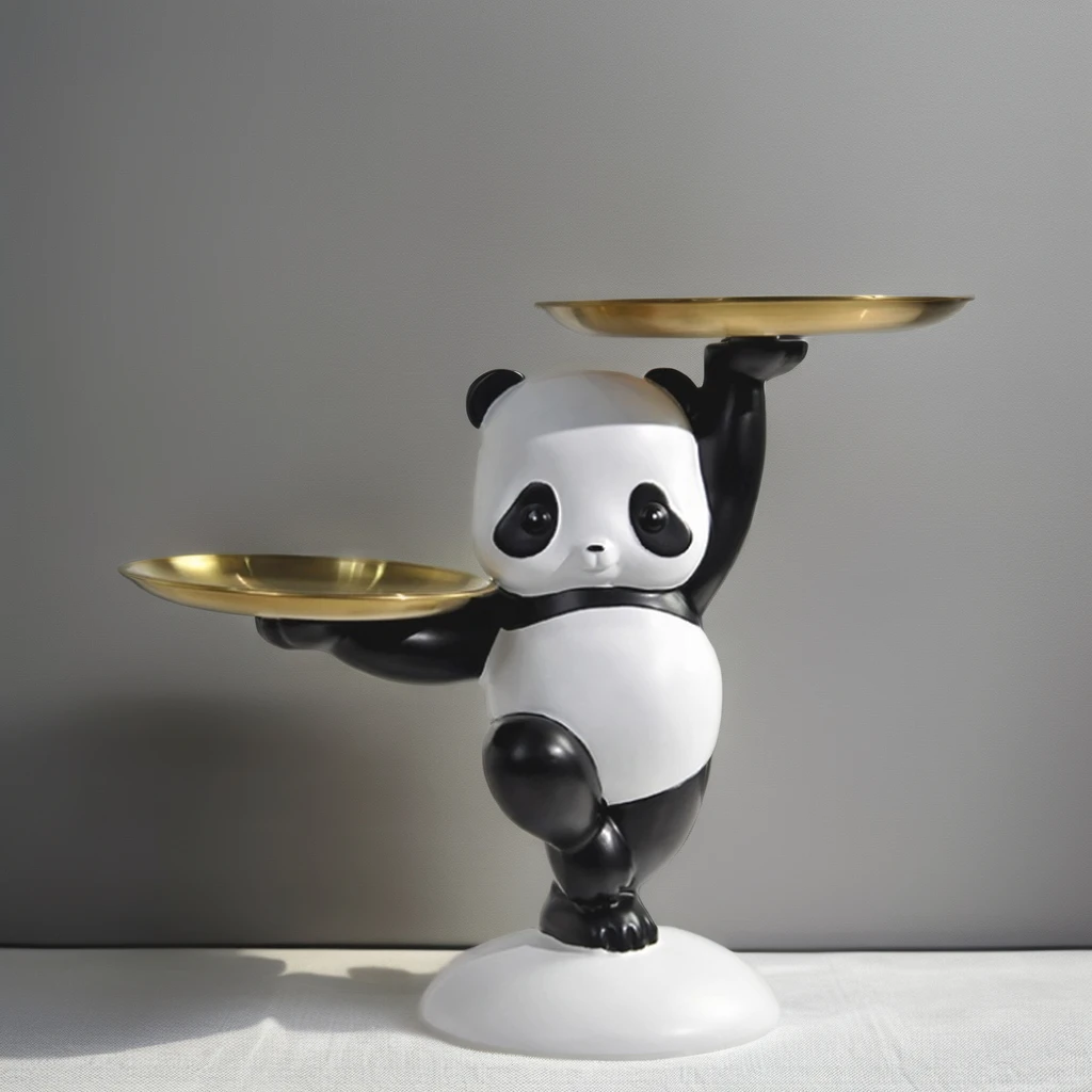 Animal Tabletop Figure Sculpture Painted Decorative Objects Home Ornament Panda Resin Statue