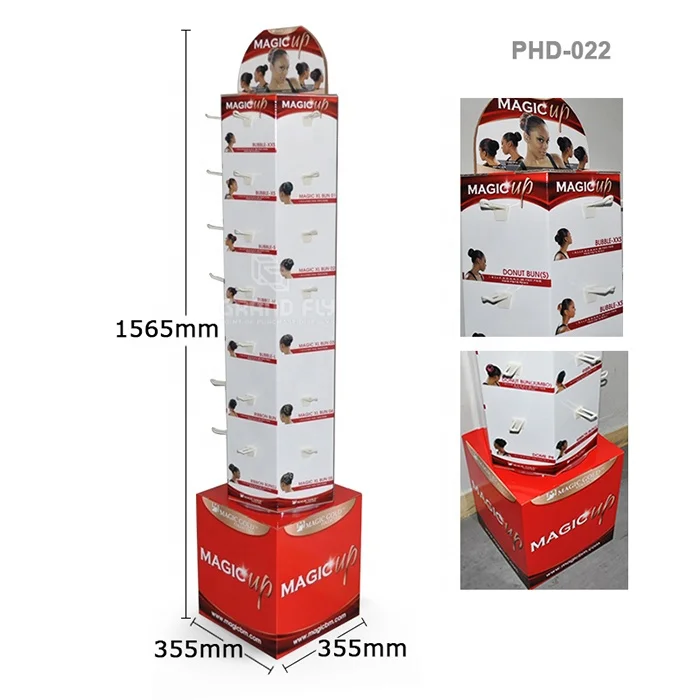 Custom Cardboard Floor Rotation Hooks Display Stand Hook Rack for ...