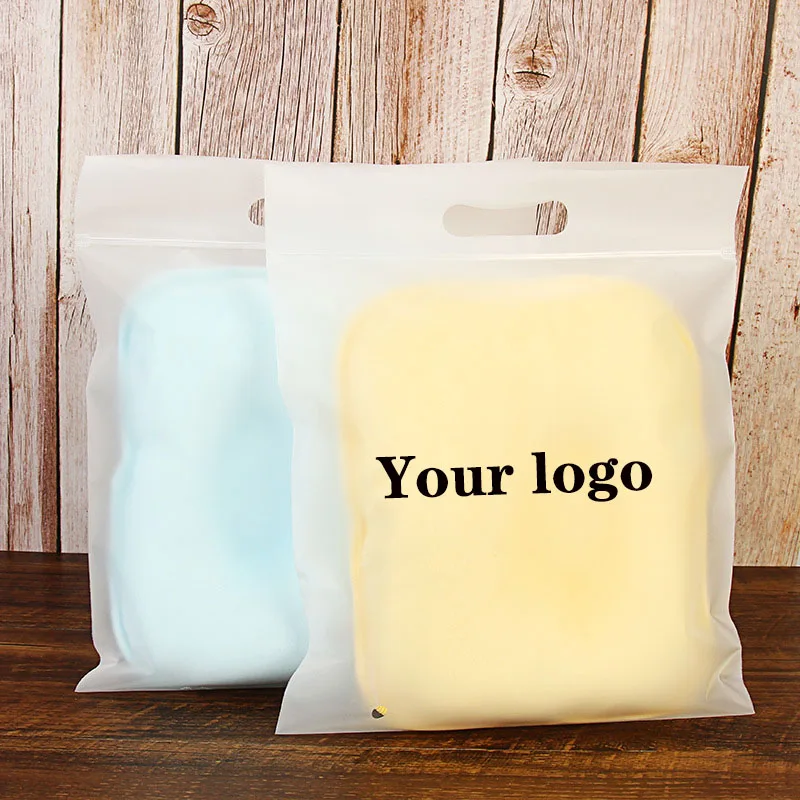 Buy Custom Zip Lock Bags With Logo Plastic Frosted Zipper Hijab Packaging Bag  Zipper Bags For Clothing Packaging from Yiwu Xusheng Clothing Co., Ltd.,  China