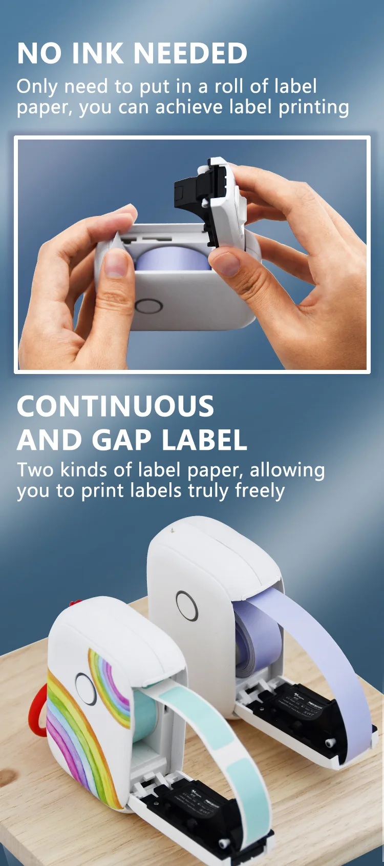 Portable Label Maker P12 Wireless Blue Tooth Continuous Label Printer Handheld Machine Self Adhesive Continuous Label Tape 2 H219e14720d8a4d7c8ced4d0c87a47ed3T