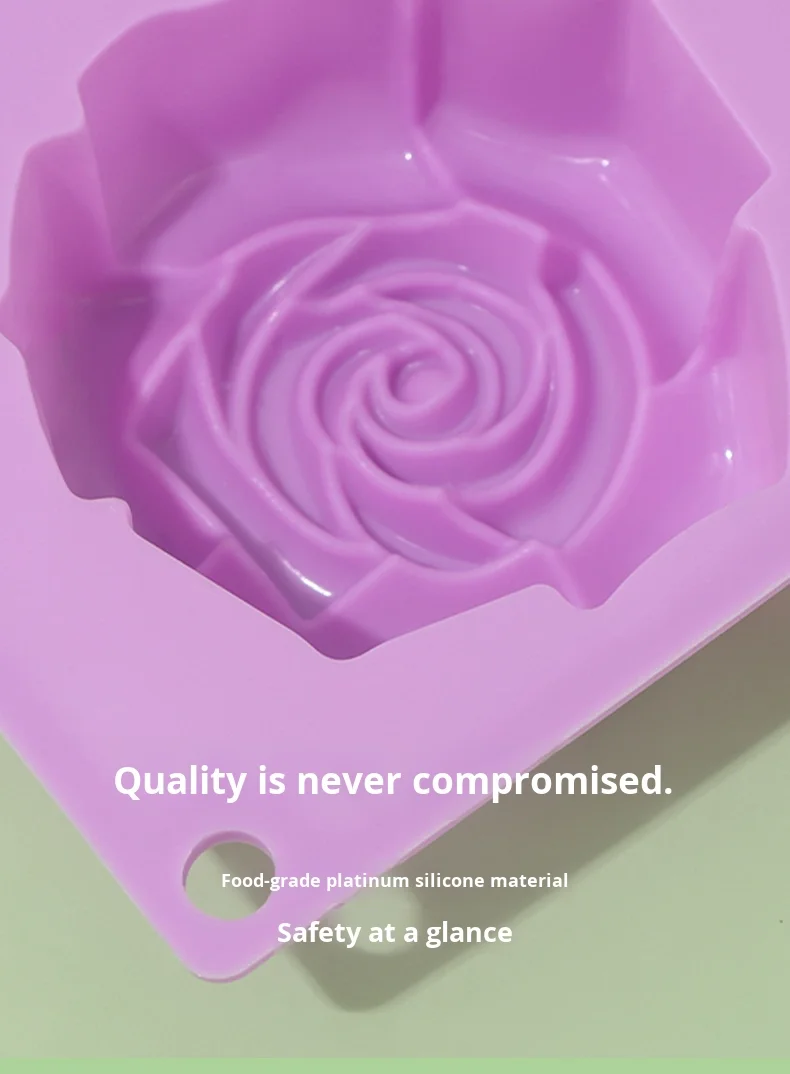 Silicone 6-hole 3D Rose Flower Cake Mold for Pudding & Jelly Reusable Non-Stick DIY Handmade Soap Mold manufacture
