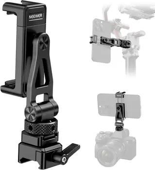 NEEWER Phone Clamp Clip Holder Metal Phone Tripod Mount with Cold Shoe Mount for RS4 RS3 Pro RS2 RSC2 Gimbal Stabilizer
